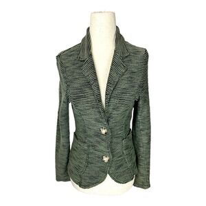via Strozzi Knit Single Breasted Blazer Made in Italy in Olive Green